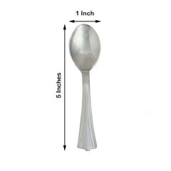 36-Pack Plastic Tea Coffee Spoons Light Silver Heavy Duty with Fluted Handles - Durable Disposable Cutlery 5"