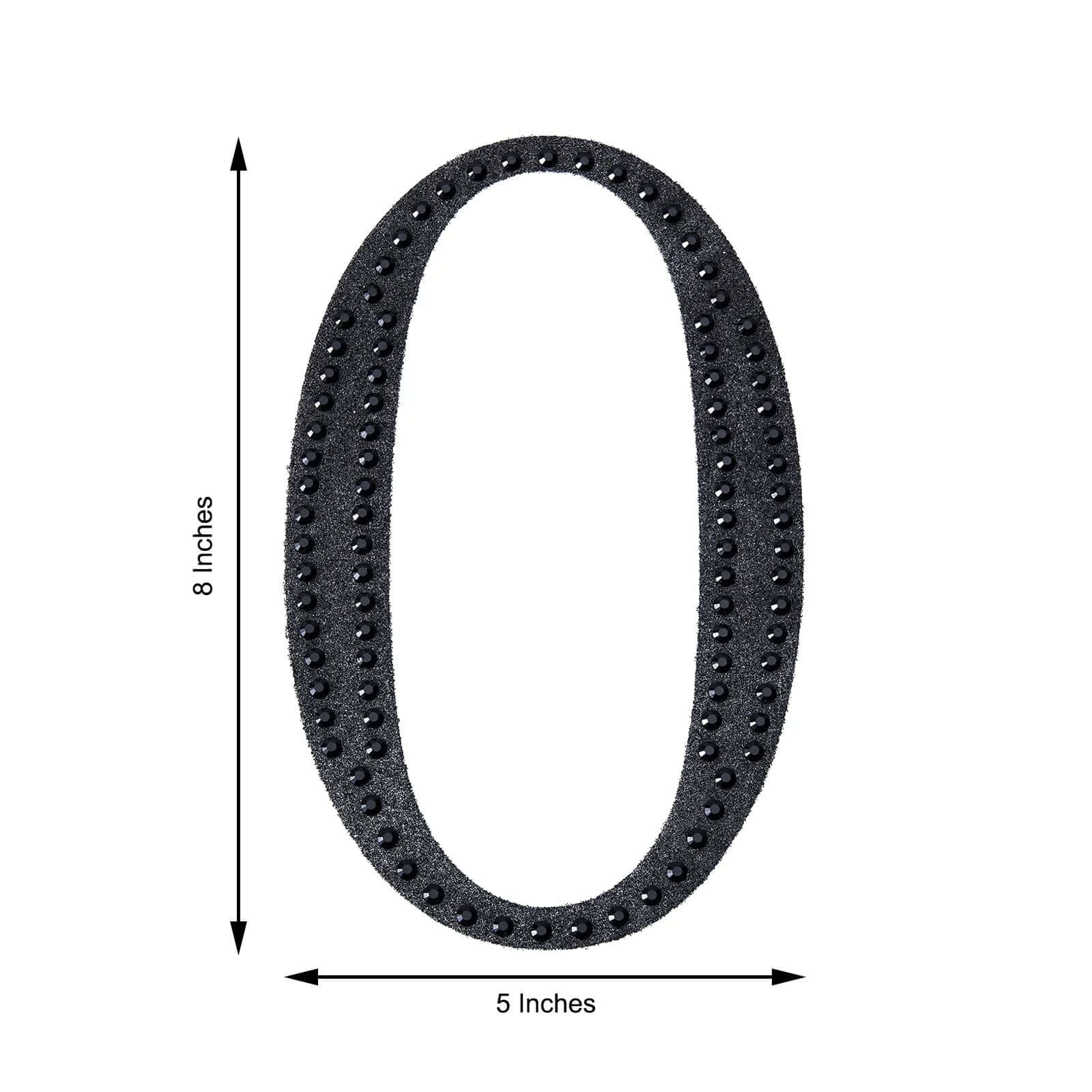 Decorative Rhinestone Number "0" Stickers, Glitter Adhesive Craft Numbers Black DIY Sparkle Embellishments 8"