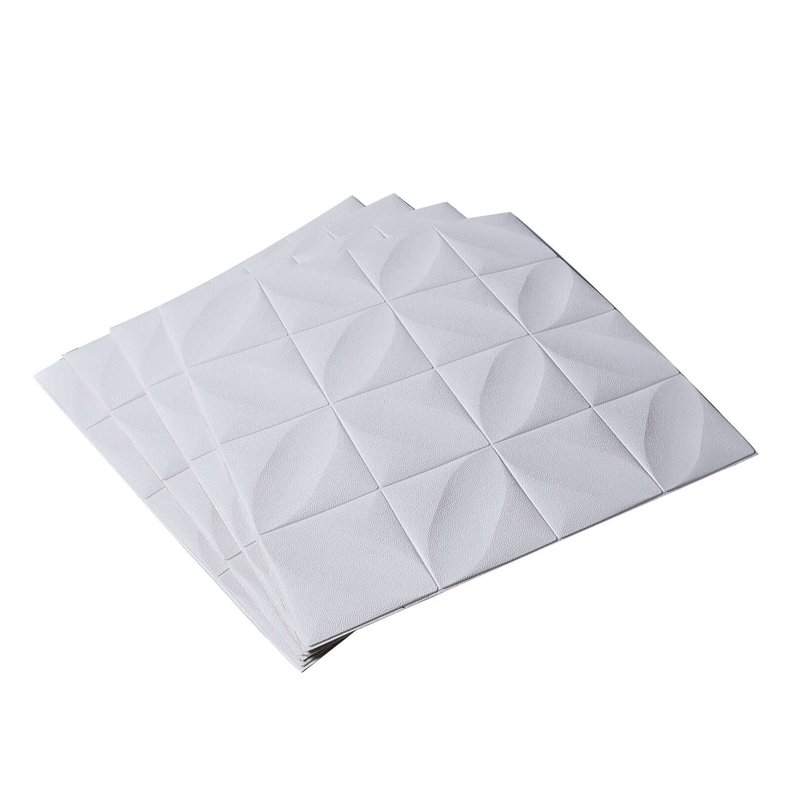 10 Pack 52 Sq ft 3D White Foam Self Adhesive Wall Panels - Diamond Design