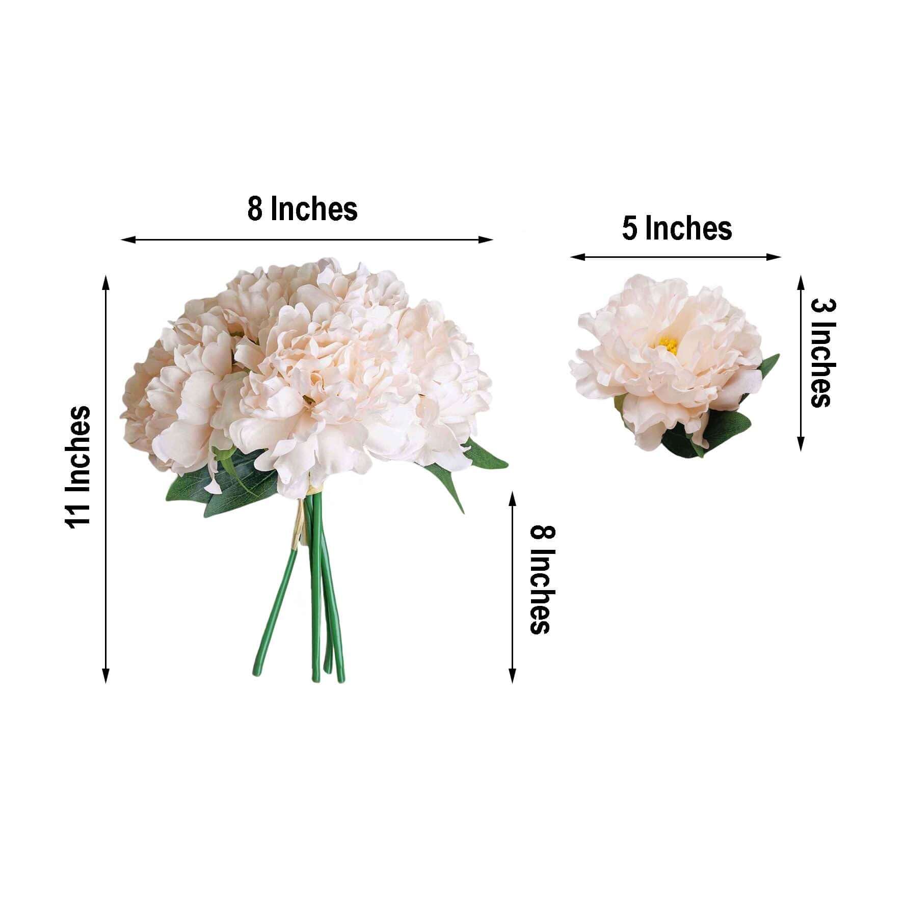 11" Blush Real Touch Artificial Silk Peonies Flower Bouquet