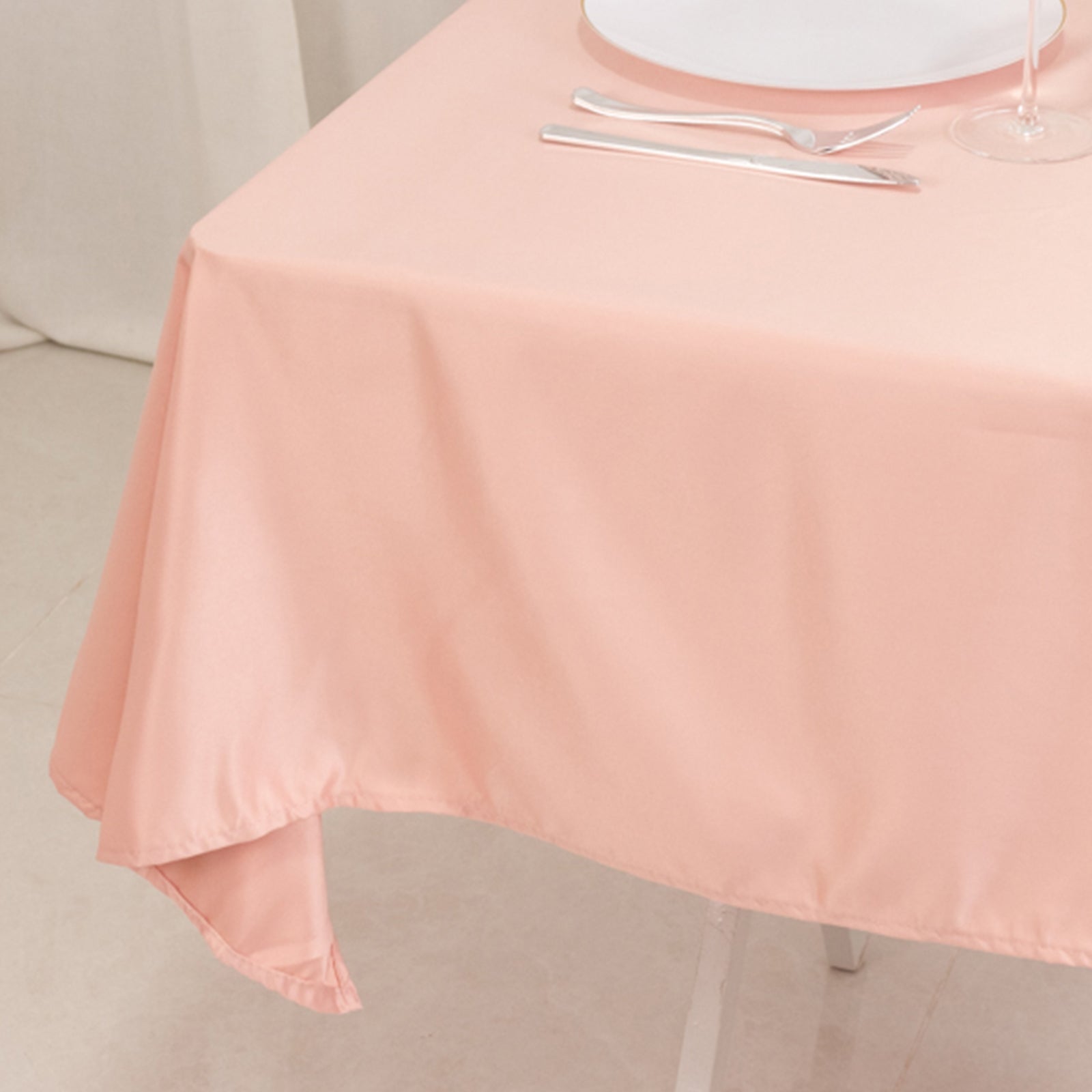 Lamour Satin 54"x54" Table Overlay Square Tablecloth Dusty Rose - Durable & Silk-Like Table Cover