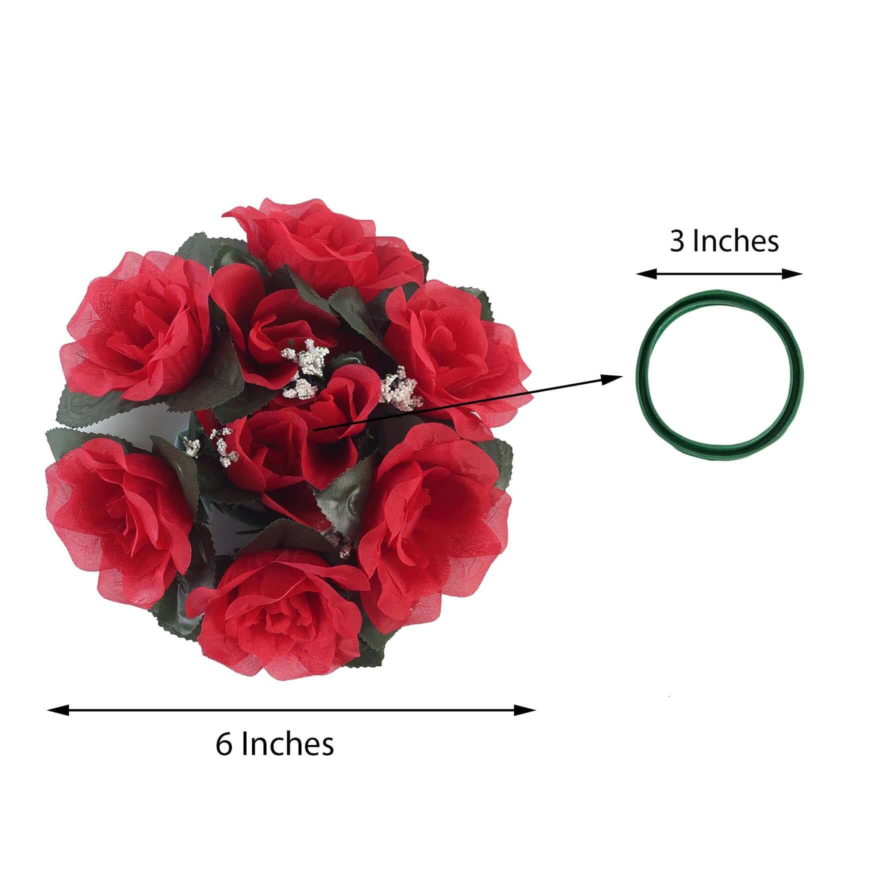 4 Pack 3" Red Artificial Silk Rose Flower Candle Ring Wreaths