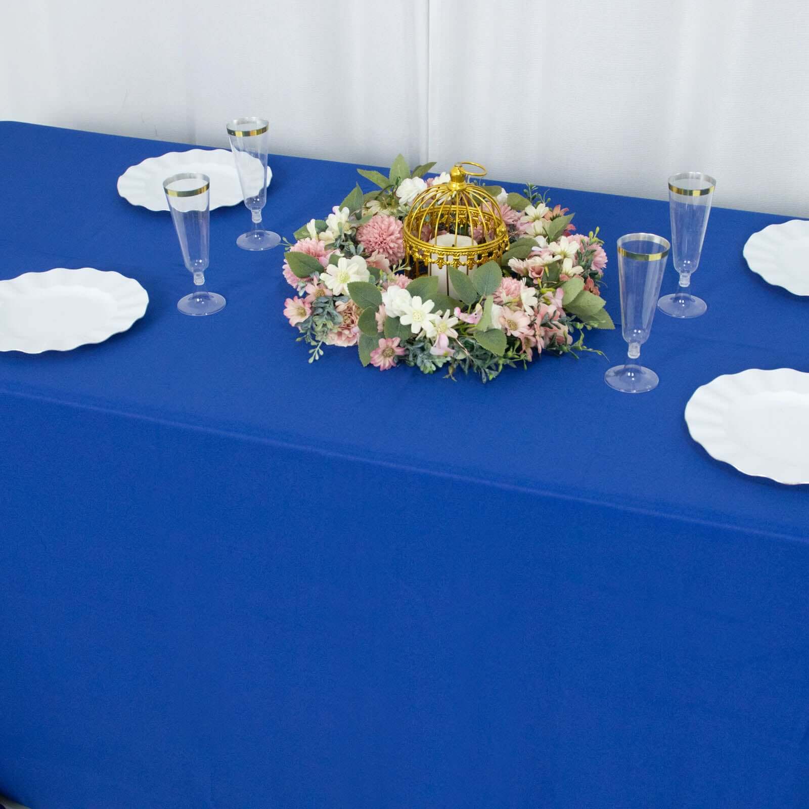 Premium Polyester 90"x156" Rectangle Tablecloth Royal Blue - Seamless 220GSM Stain-Resistant Table Cover