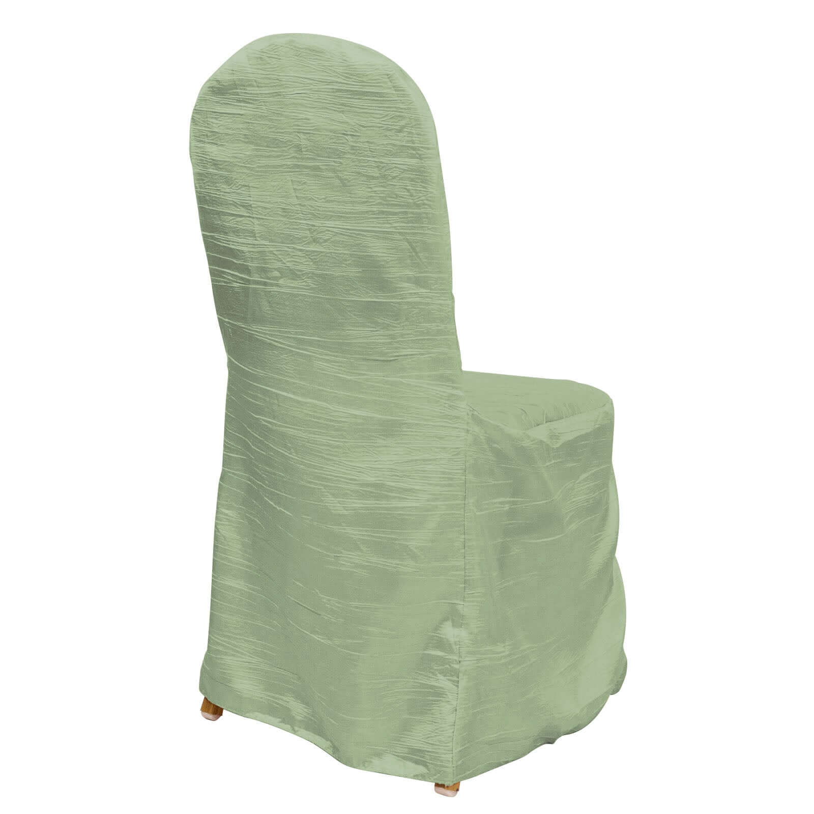 Crinkle Crushed Taffeta Chair Cover for Banquet Chairs Sage Green - Reusable Slipcover