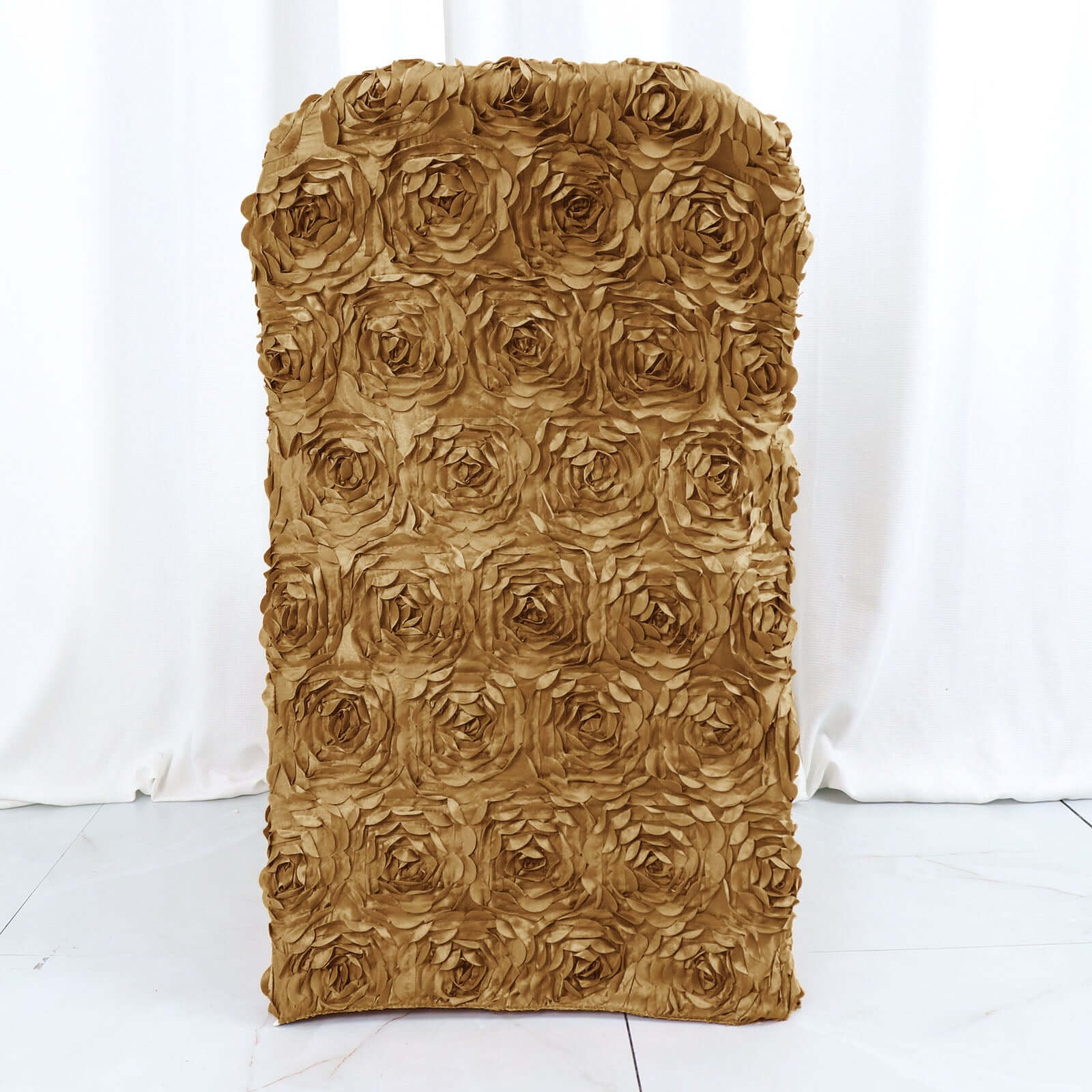 Spandex Chair Cover Gold for Folding Chairs - Durable Stretch Fitted Slipcover with Satin Rosette Design