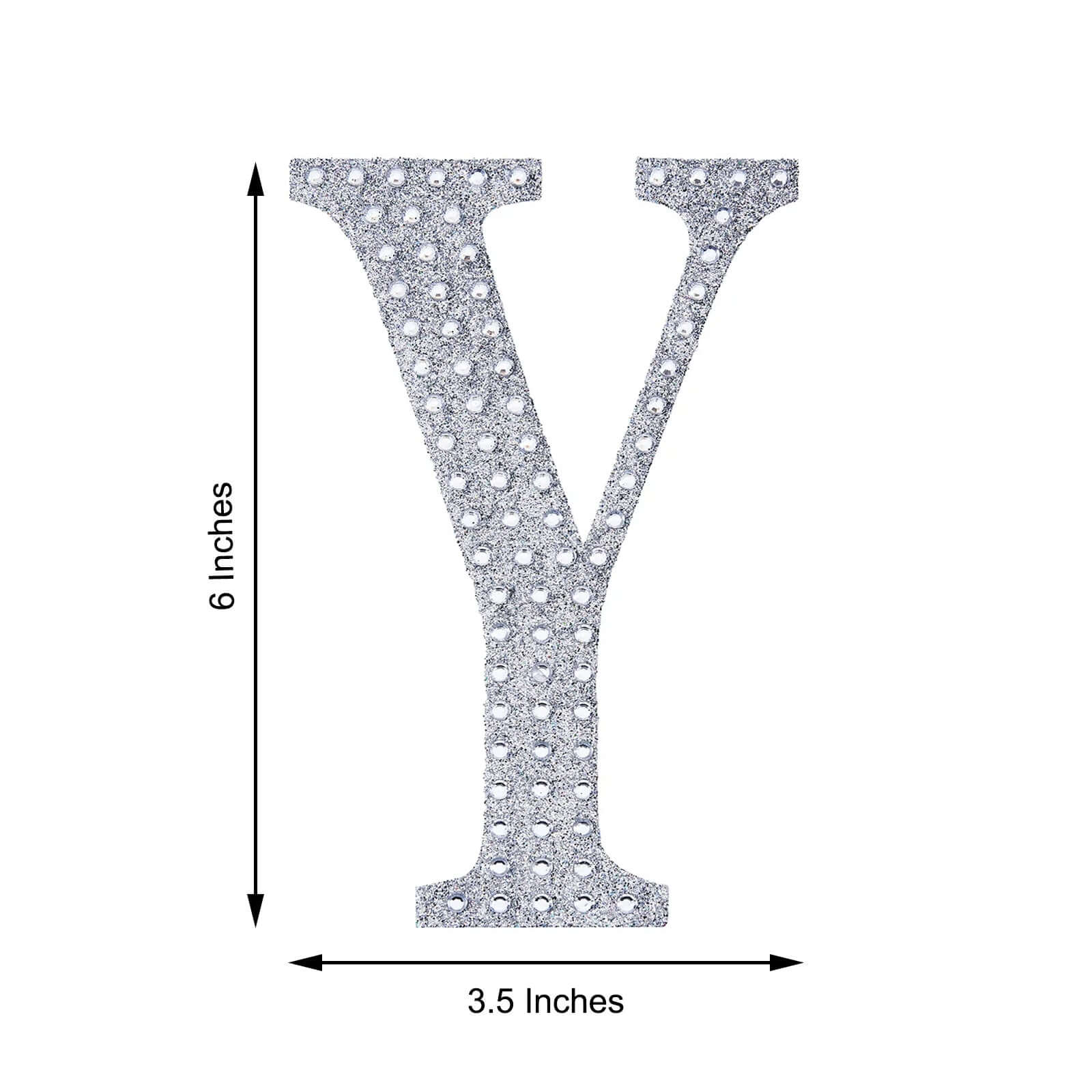 Decorative Rhinestone Alphabet "Y" Letter Stickers, Glitter Adhesive Craft Letters Silver DIY Sparkle Embellishments 6"