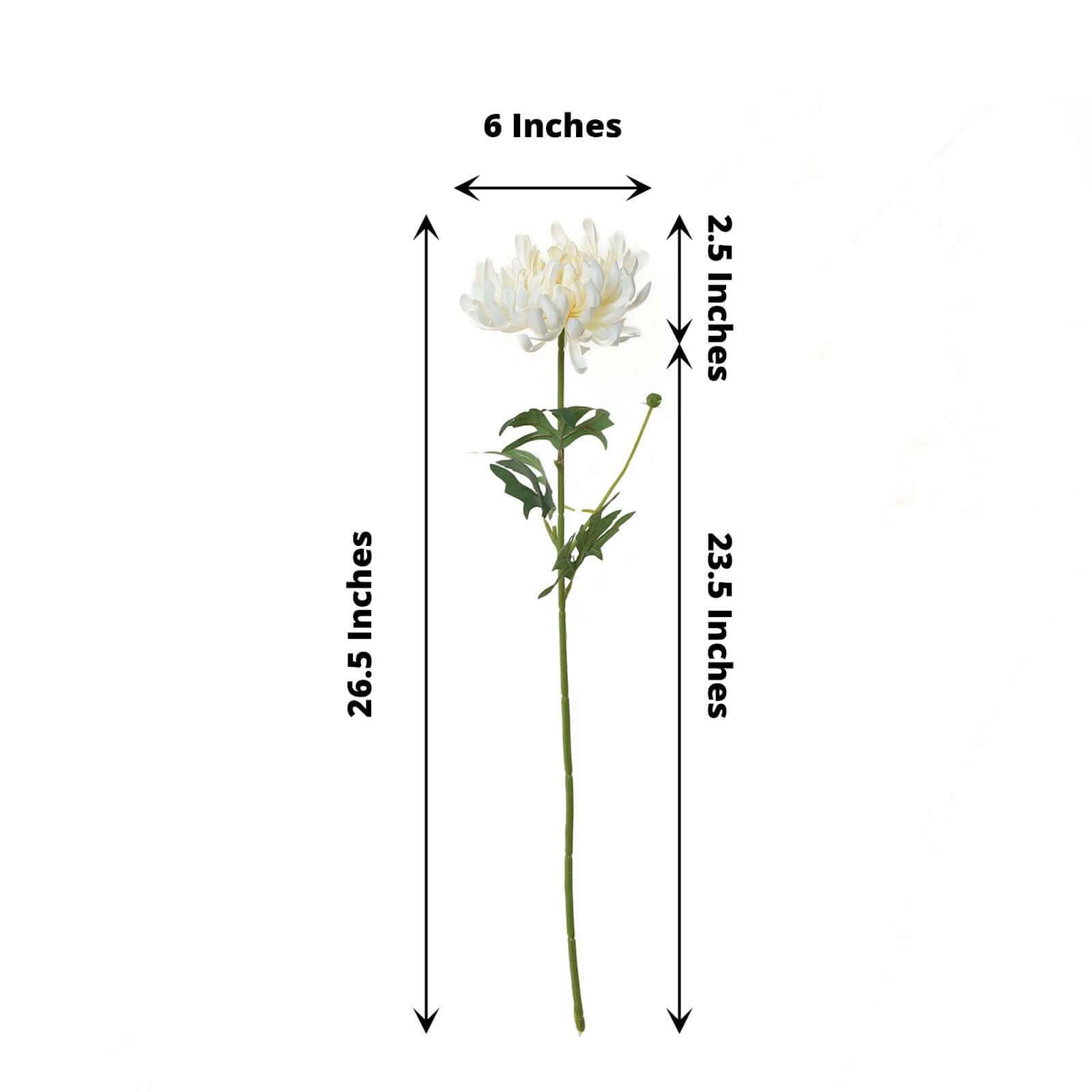 3 Stems Ivory 27" Artificial Silk Chrysanthemum Bouquet Flowers, Large Faux Mum Branches