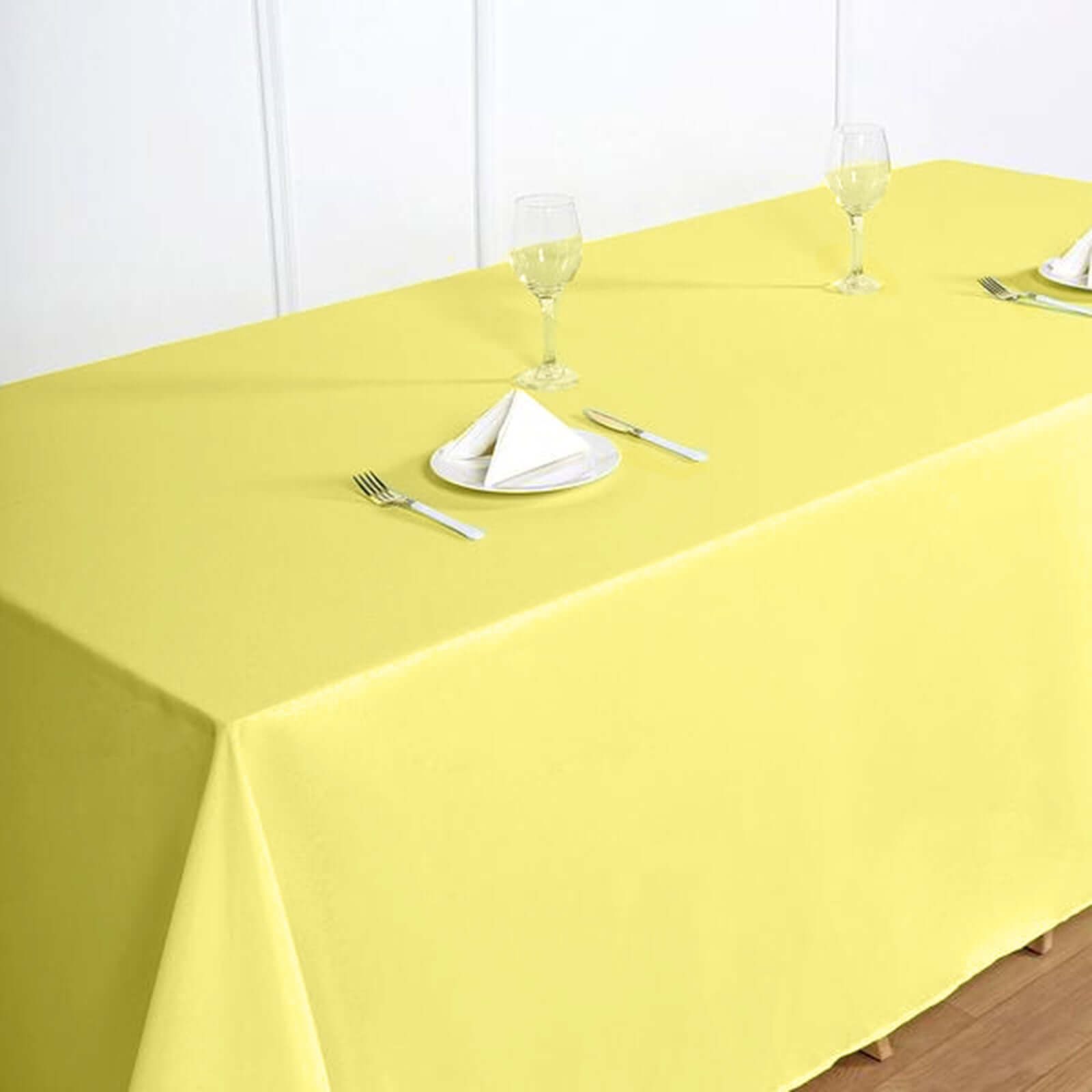 Polyester 90"x132" Rectangle Tablecloth Yellow - Seamless Wrinkle-Resistant Table Cover