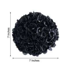 4 Pack 7" Black Artificial Silk Hydrangea Kissing Flower Balls