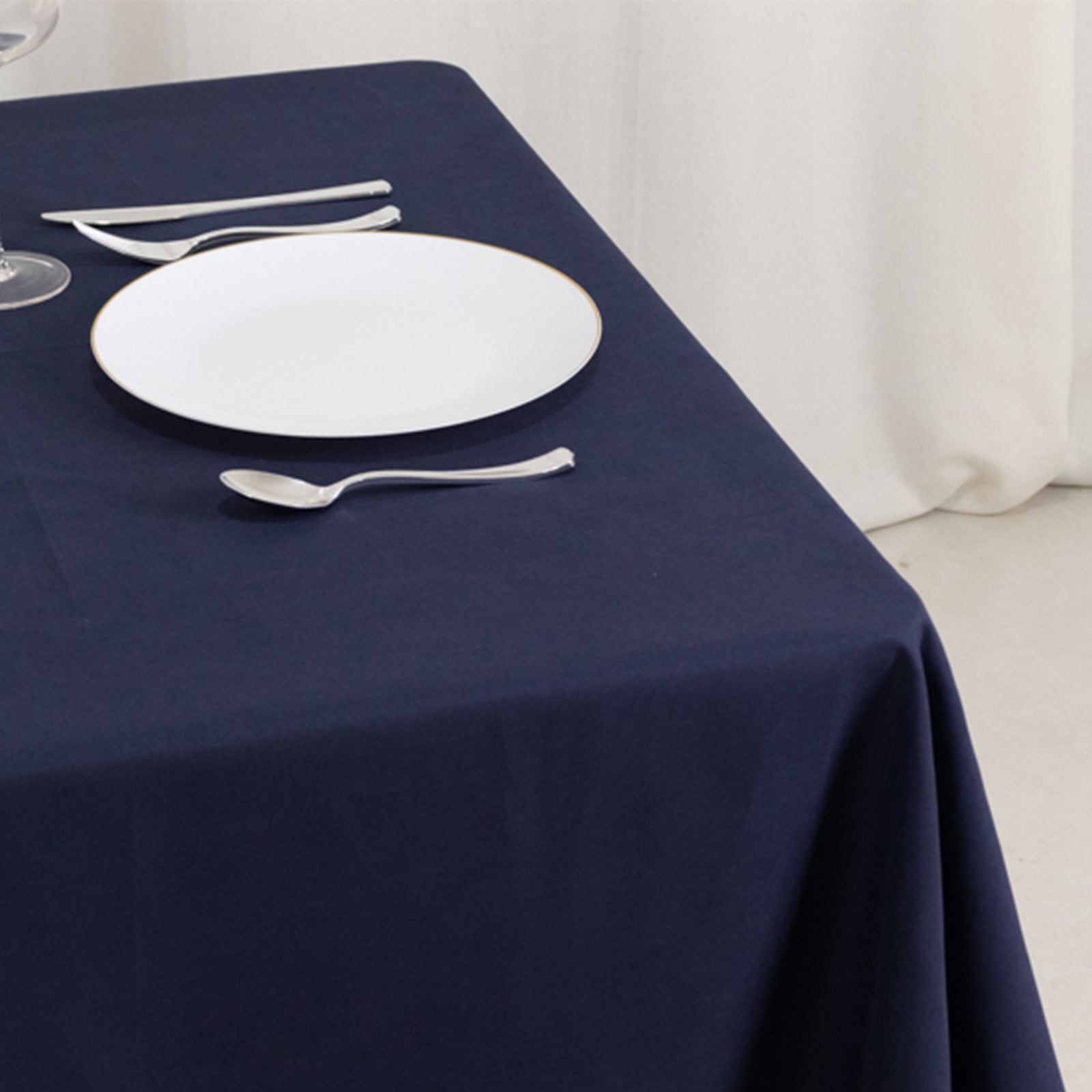 Cotton Blend 70"x70" Square Tablecloth Navy Blue - Wrinkle-Resistant Fabric Table Cover