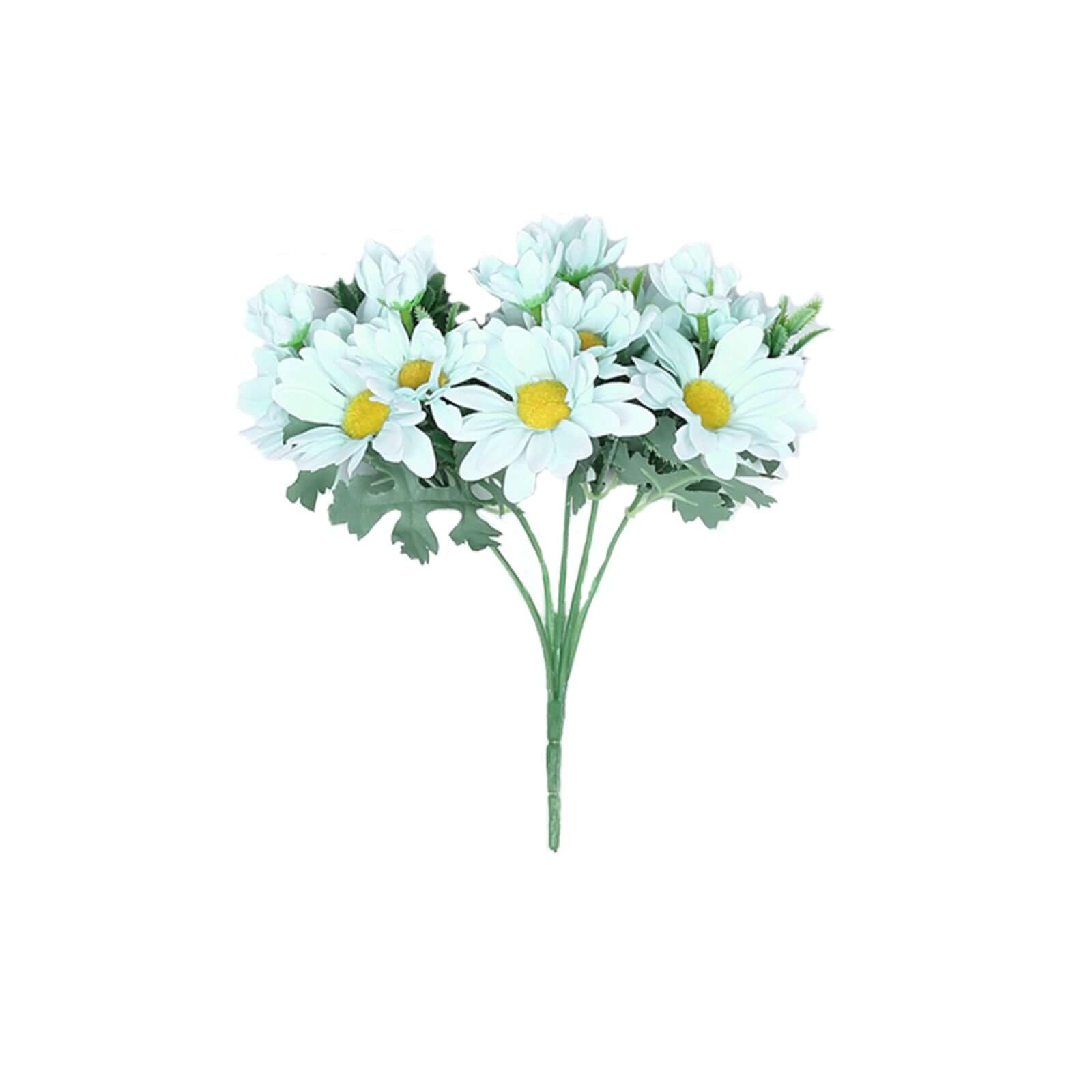 4 Bushes 11" Light Blue Artificial Silk Daisy Flower Bouquet Branches
