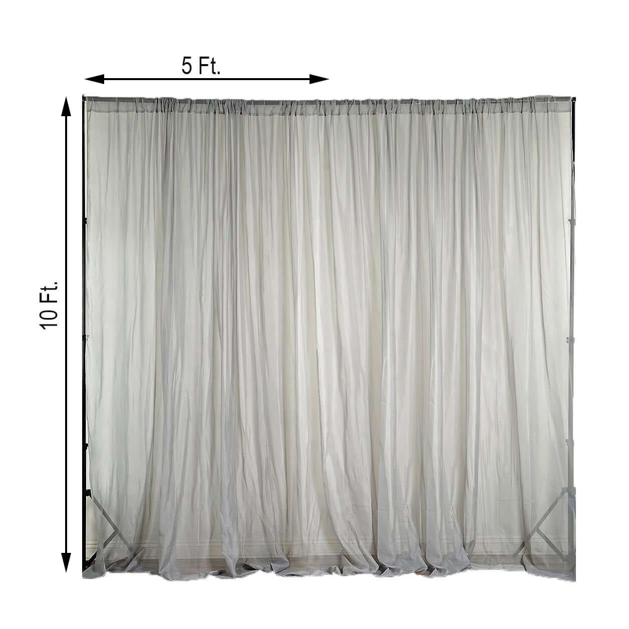 2 Pack Silver Sheer Chiffon Event Curtain Drapes, Durable Flame Resistant Organza Backdrop Event Panels With Rod Pockets - 10ftx10ft