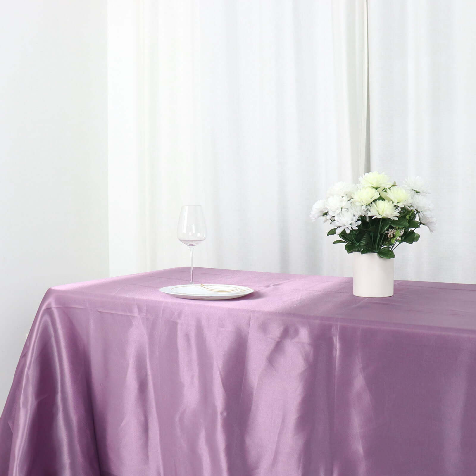 Satin Rectangular 90"x132" Tablecloth Violet Amethyst - Seamless Table Cover