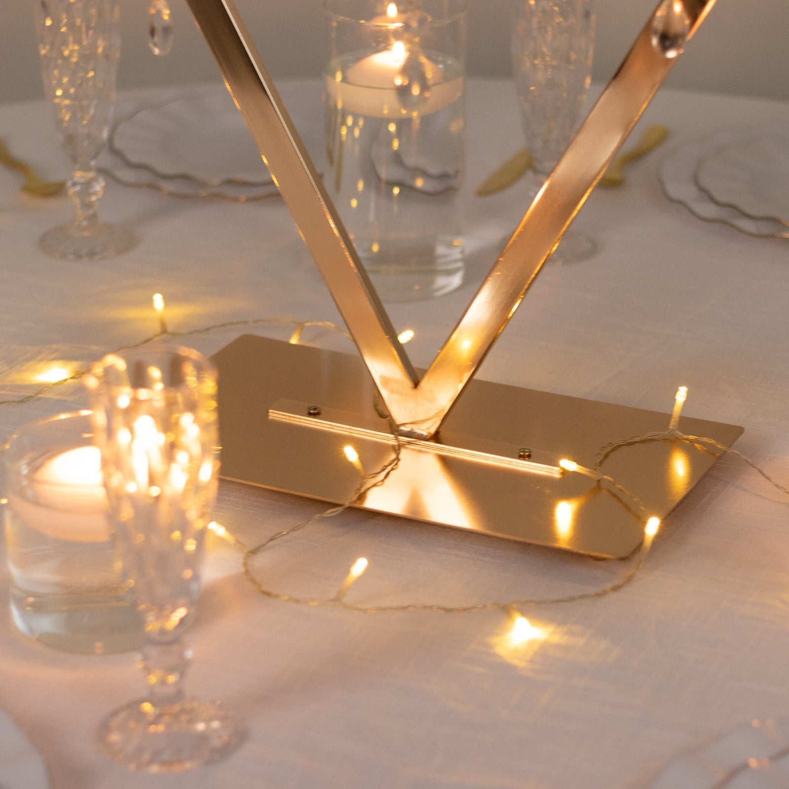 Gold 6-Arm Acrylic Candelabra Centerpiece – 45" Tall Diamond Frame Table Décor with Candle Holders