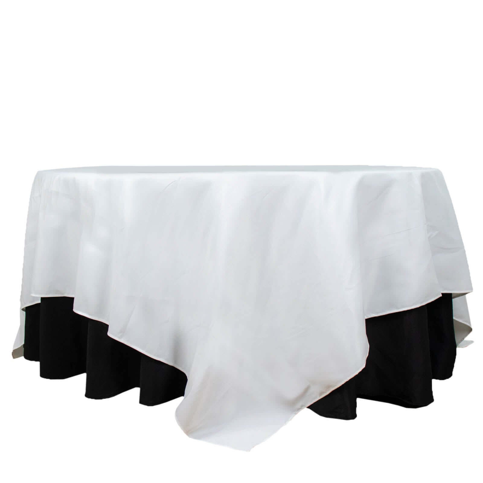 Premium Polyester 90"x90" Table Overlay Square Tablecloth White 220GSM Wrinkle-Resistant Table Cover Stylish Gatherings