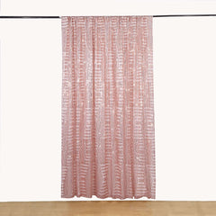 8ftx8ft Rose Gold Geometric Sequin Event Curtain Drapes with Satin Backing, Seamless Opaque Sparkly Backdrop Event Panel in Diamond Glitz Pattern