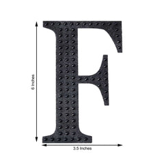Decorative Rhinestone Alphabet "F" Letter Stickers, Glitter Adhesive Craft Letters Black DIY Sparkle Embellishments 6"