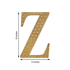 Decorative Rhinestone Alphabet "Z" Letter Stickers, Glitter Adhesive Craft Letters Gold DIY Sparkle Embellishments 8"