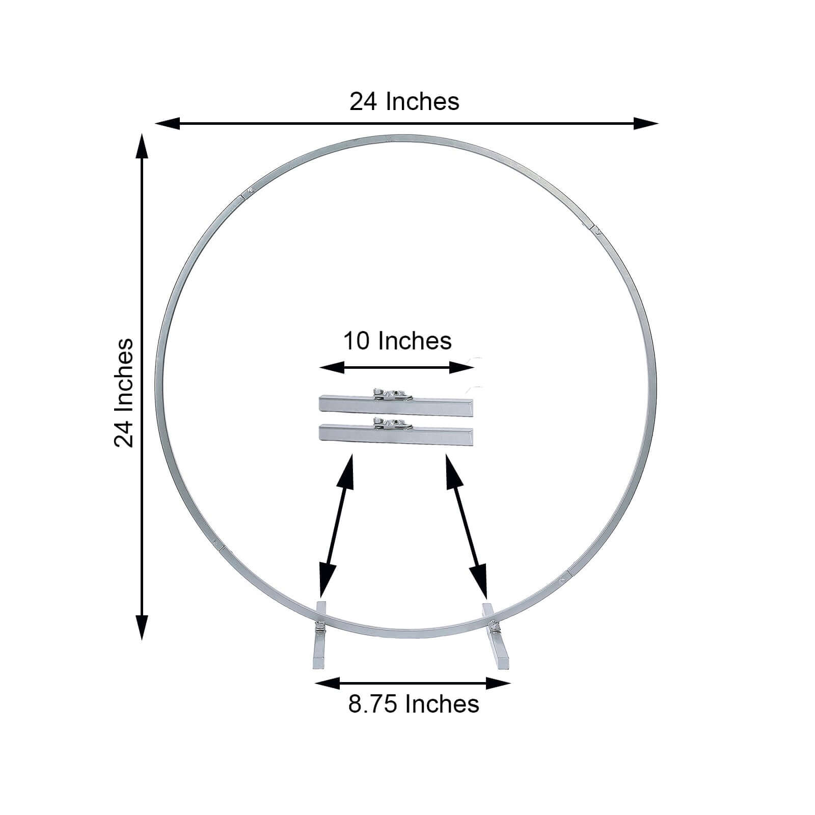 24" Silver Round Arch Wedding Centerpiece, Metal Hoop Wreath Tabletop Decor