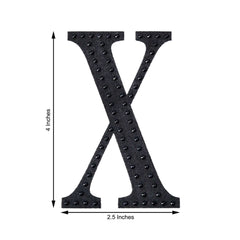 Decorative Rhinestone Alphabet "X" Letter Stickers, Glitter Adhesive Craft Letters Black DIY Sparkle Embellishments 4"