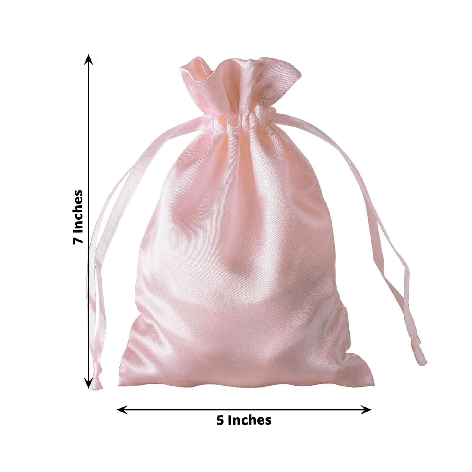 12 Pack 5"x7" Blush Satin Drawstring Wedding Party Favor Gift Bags, Drawstring Pouch Gift Bags