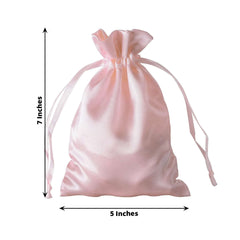 12 Pack 5"x7" Blush Satin Drawstring Wedding Party Favor Gift Bags, Drawstring Pouch Gift Bags