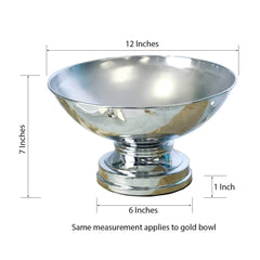 Metal Pedestal Flower Pot Round Design Metallic Silver - Floating Candle Bowl and Display Dish 12"