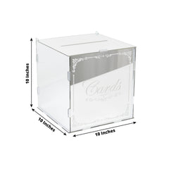 10" Silver Mirror Acrylic Wedding Card Box with Slot - Wishing Well Money Box for Reception, Graduation, and Events