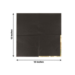 50-Pack Paper Beverage Napkins with Gold Foil Edge Black - Disposable 2 Ply Cocktail Napkins for Events 6.5"x6.5"