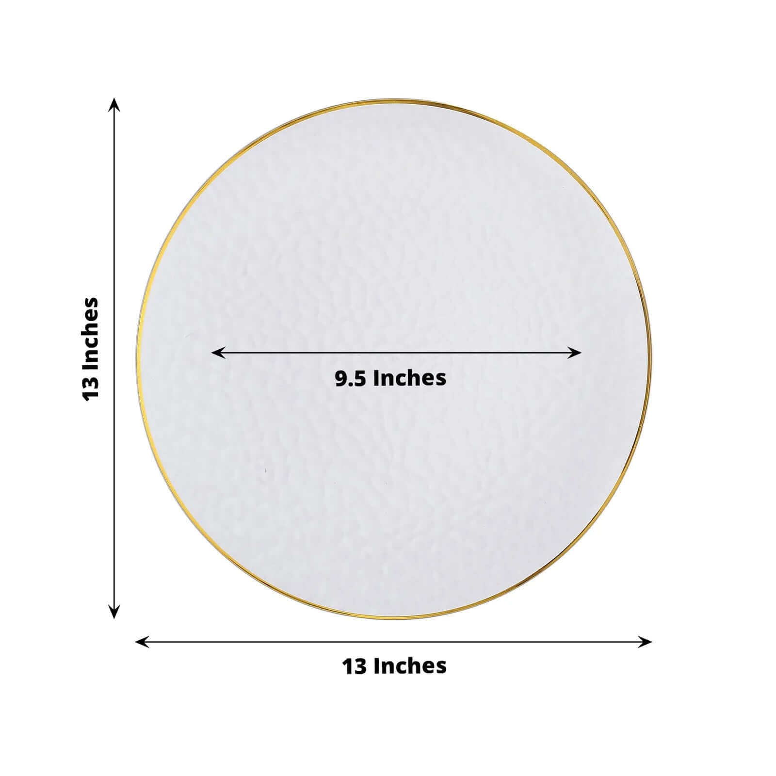 6-Pack Economy Plastic Round Charger Plates 13" in Clear Hammered Design with Gold Rim, Decorative Dinner Party Serving Plates