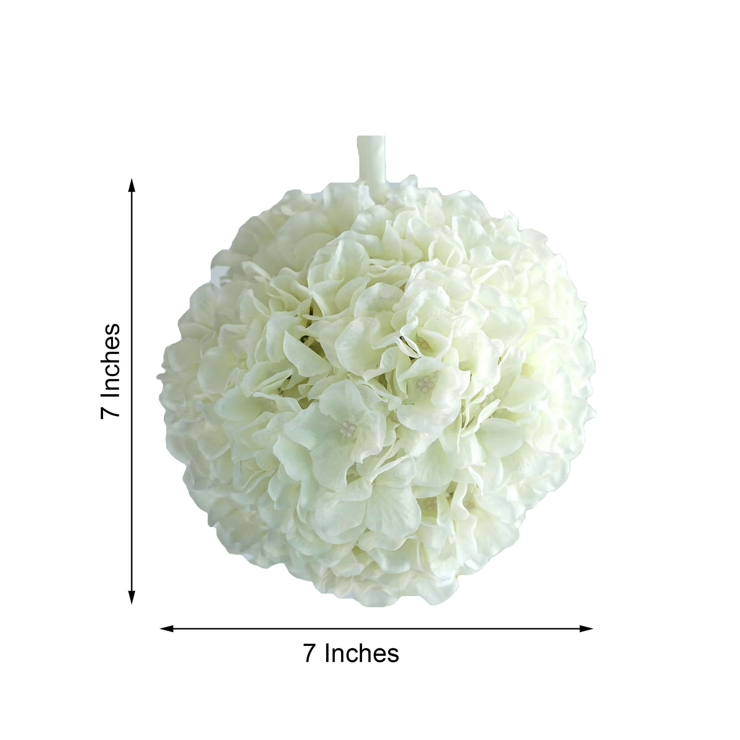 4 Pack 7" Cream Artificial Silk Hydrangea Kissing Flower Balls