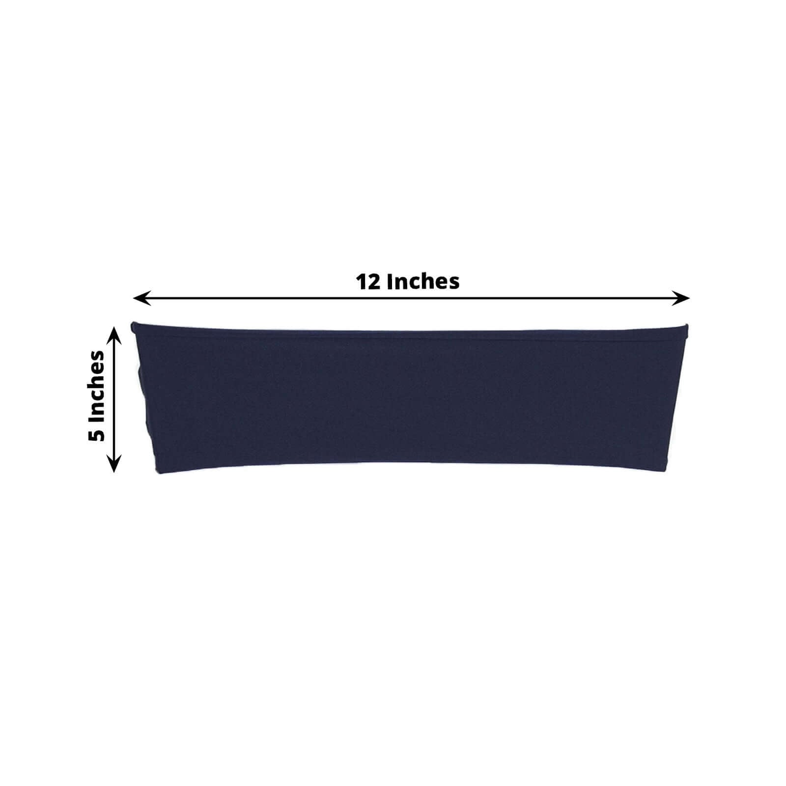 5 Pack Stretch Spandex Chair Sashes Navy Blue - Fitted Finish Two Ply Heavy Duty Chair Bands 5"x12"