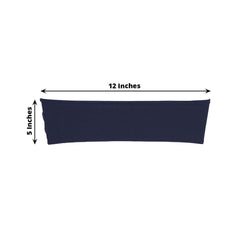 5 Pack Stretch Spandex Chair Sashes Navy Blue - Fitted Finish Two Ply Heavy Duty Chair Bands 5"x12"
