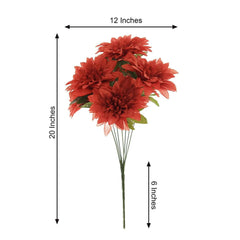 2 Bouquets 20" Terracotta Artificial Silk Dahlia Flower Spray Bushes