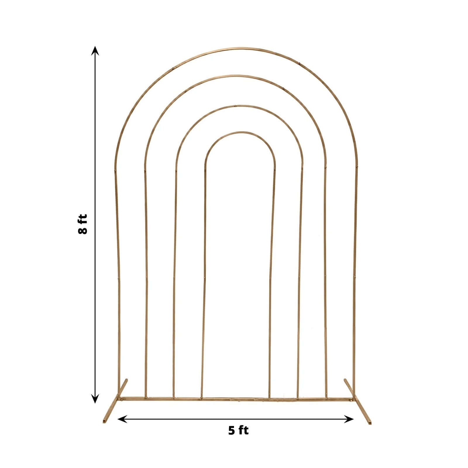 8ft Gold Metal Multi-Layered Round Top Wedding Arch, Rainbow Floral Frame Chiara Backdrop Stand