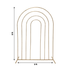 8ft Gold Metal Multi-Layered Round Top Wedding Arch, Rainbow Floral Frame Chiara Backdrop Stand