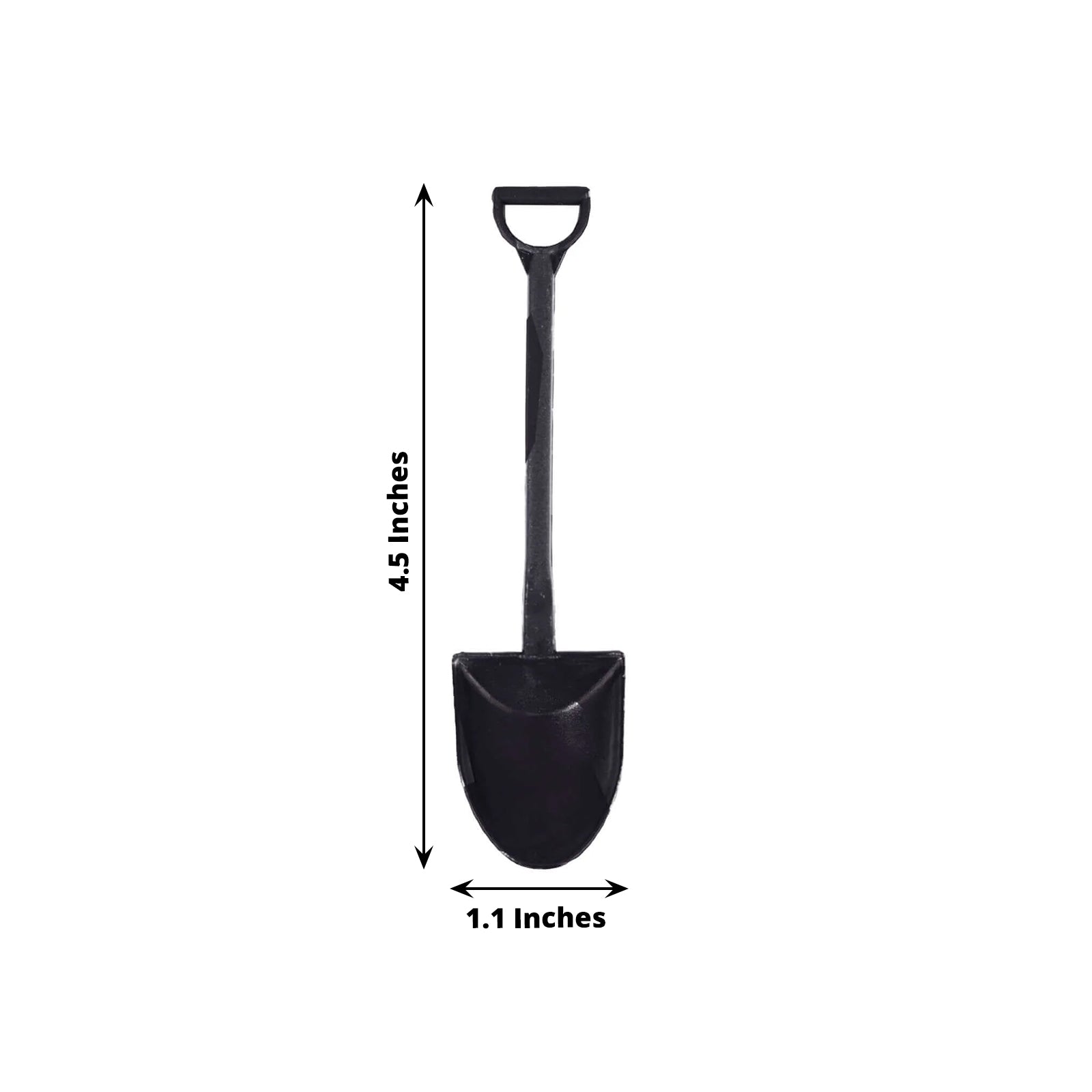 100-Pack Plastic Dessert Spoons with Mini Shovel Design Black - Disposable Ice Cream Spoons 4.5"