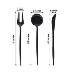 60 Pack Plastic Silverware Set, Black Heavy Duty Disposable Sleek Utensil Cutlery