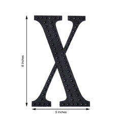 Decorative Rhinestone Alphabet "X" Letter Stickers, Glitter Adhesive Craft Letters Black DIY Sparkle Embellishments 8"