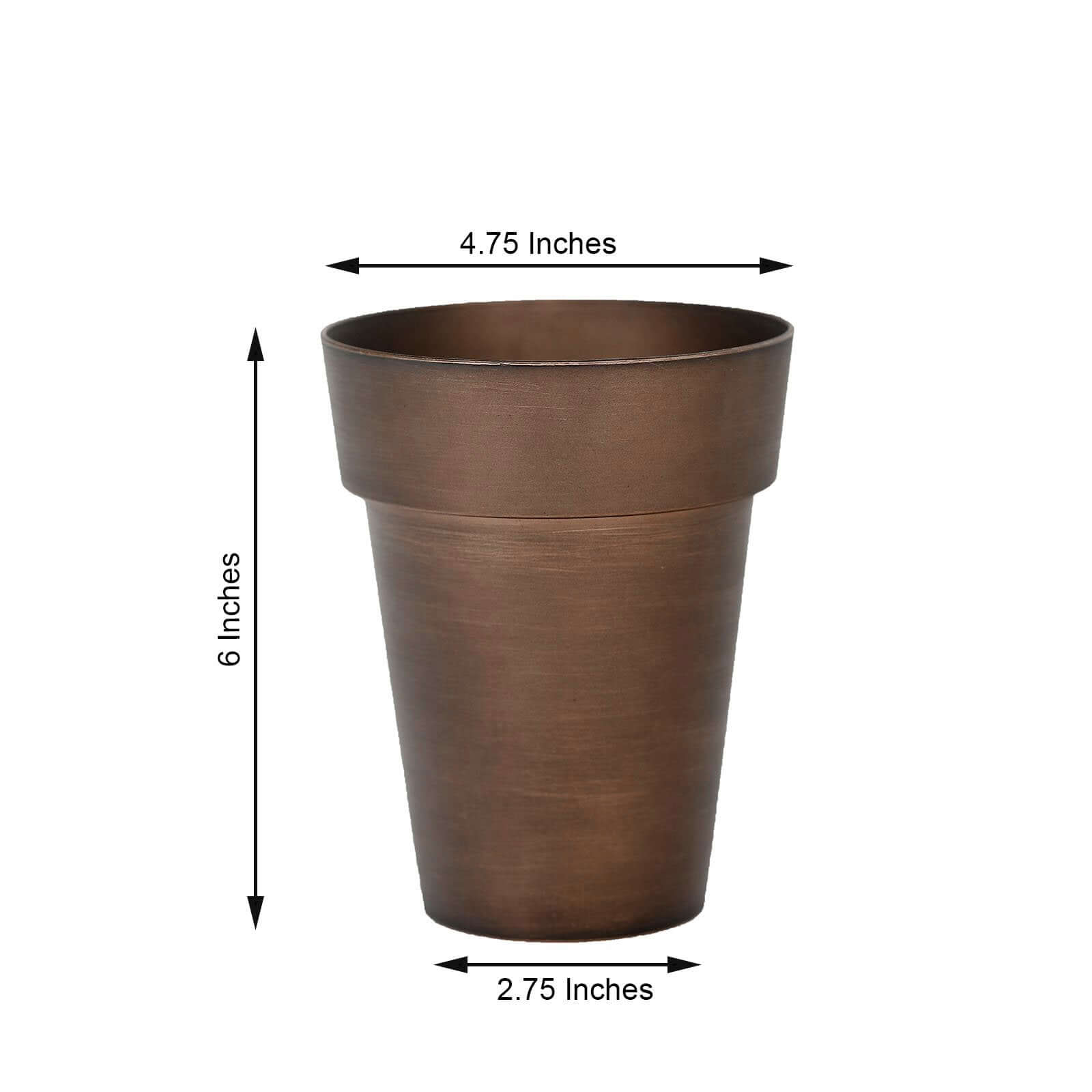 2-Pack Flower Plant Pots Medium Design Rustic Brown - Plastic Indoor Decorative Planters 6"
