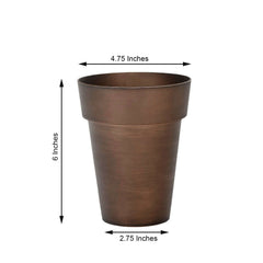 2-Pack Flower Plant Pots Medium Design Rustic Brown - Plastic Indoor Decorative Planters 6"