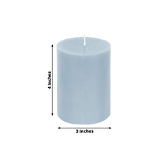 12-Pack 3"x4" Unscented Dripless Pillar Candles – Dusty Blue Long-Burning Wax Candles with Cotton Wicks for Home, Weddings & Event Decor