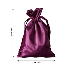 12 Pack 5"x7" Eggplant Satin Drawstring Wedding Party Favor Gift Bags