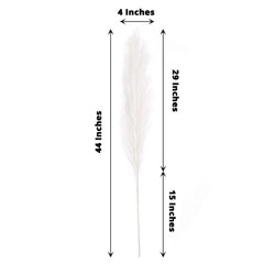 3 Stems Artificial Pampas Grass Decor White - Soft Realistic Faux Ornamental Grass Branches for Rustic Boho Chic Backdrops Floral Styling & Vase Displays 44"