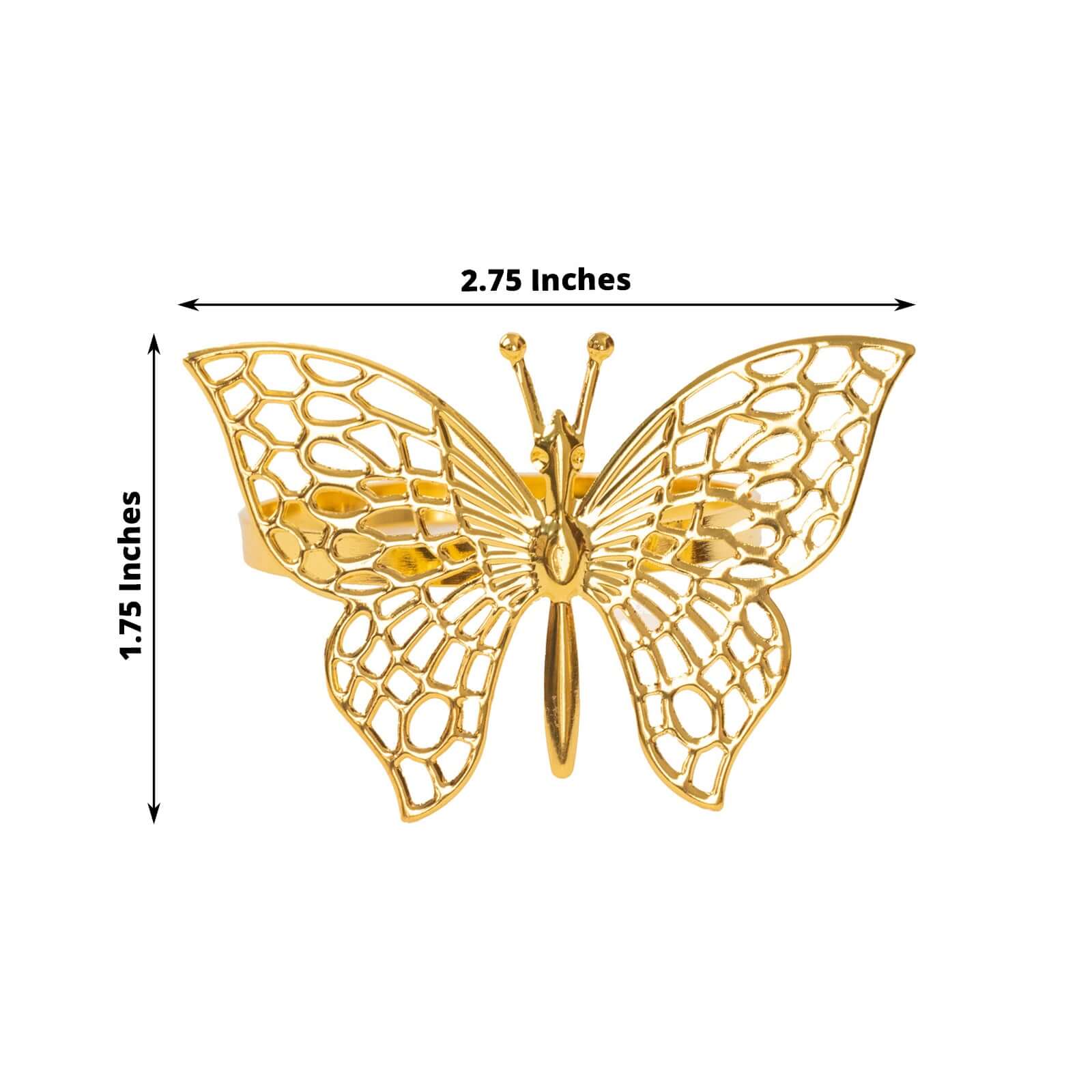 4 Pack Gold Metal Butterfly Napkin Rings, Decorative Laser Cut Cloth Napkin Holders