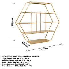 Metal Hexagonal Cake Dessert Display Stand Gold for Balloons Floral Installations & Event Decor 4ft