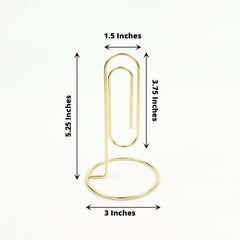 5-Pack Metal Card Holder Stands Paperclip Design Gold - Table Number Stands and Wedding Menu Clips 5"