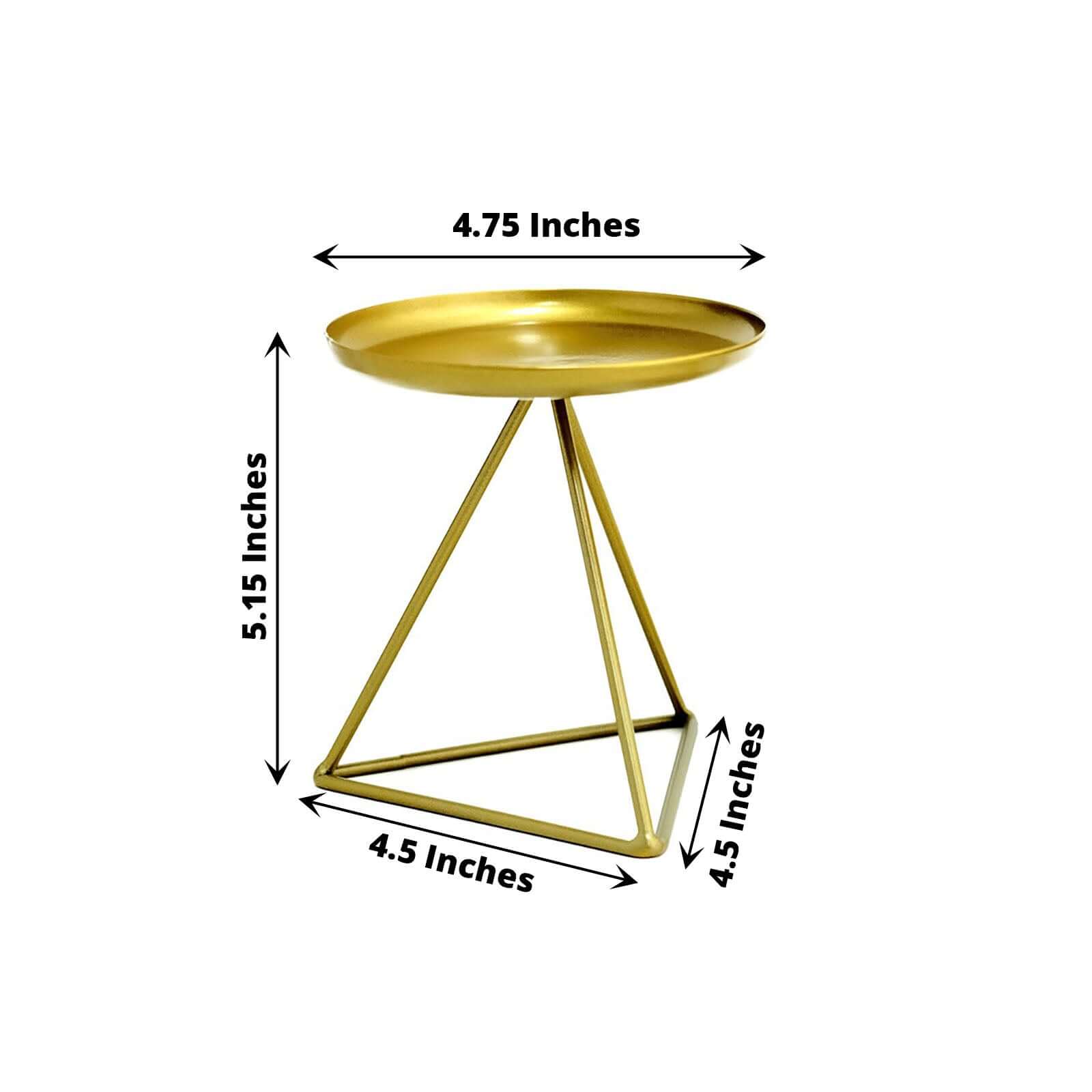 2-Pack Pillar Candle Holders Gold Metal Geometric Triangle Base Design - Decorative Centerpiece 5"