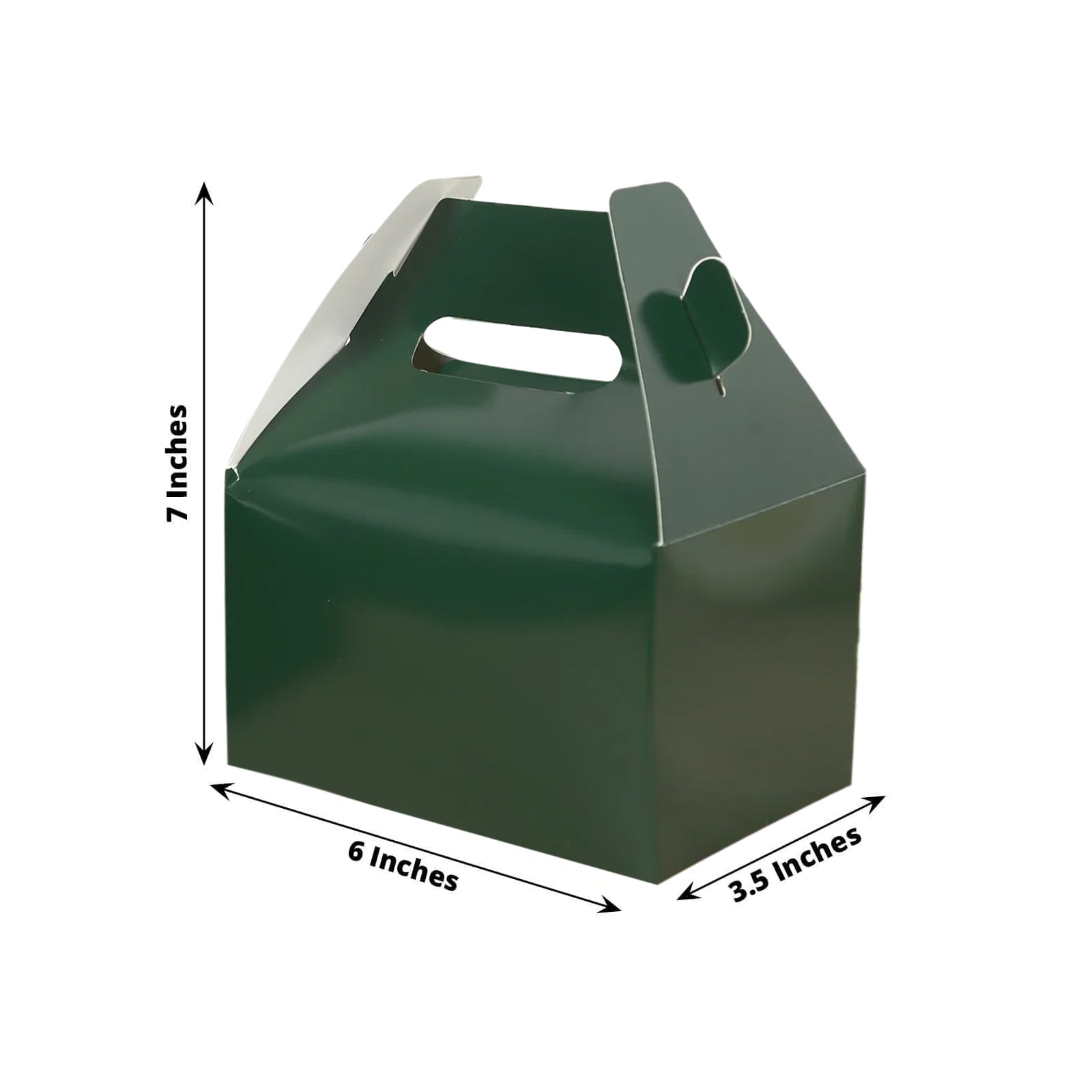 25 Pack Candy Gift Tote Gable Boxes, Hunter Emerald Green Party Favor Treat Boxes - 6"x3.5"x7"