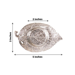 3-Pack Metal Votive Candle Holders Maple Leaf Design Shiny Silver - Vintage Mini Tea Cup Saucers 5"